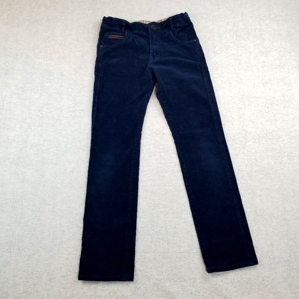 Hugo Boss Boy Sz 10 Trouser 5 Pocket Corduroy Blue Slim Fit Adjustable Waist